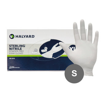 Halyard Sterling nitriel handschoenen maat S (grijs/wit)