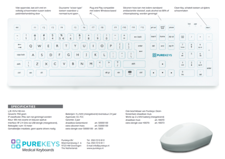 Purekeys medisch toetsenbord (draadloos)