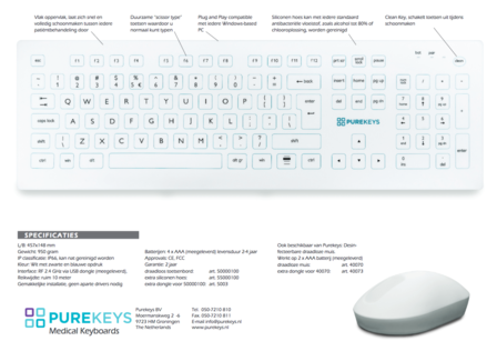 Purekeys medisch toetsenbord (bedraad)