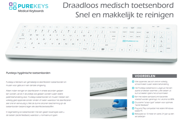 Purekeys medisch toetsenbord (draadloos)