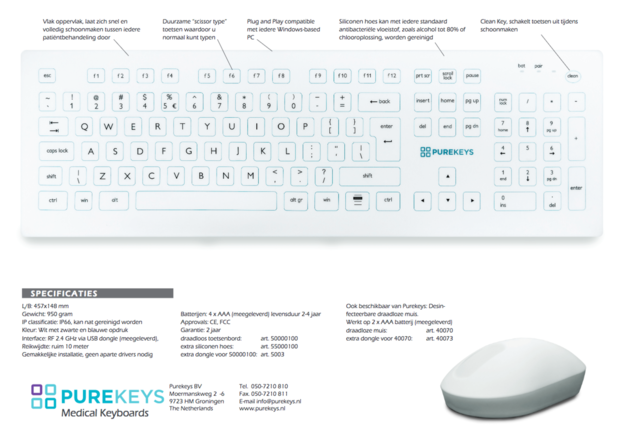 Purekeys medical keyboard (wireless)